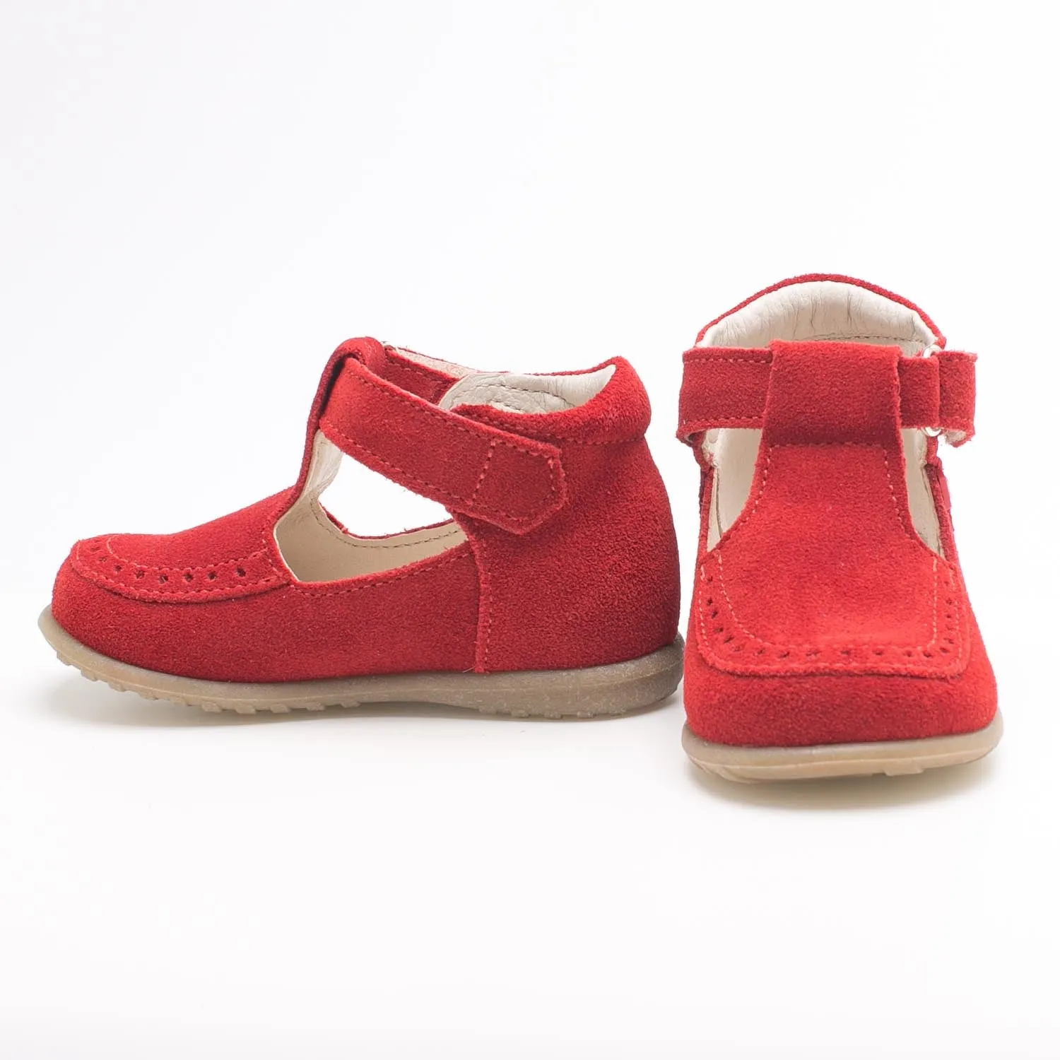 (1490B-1) Red Velour Half-Open Shoes