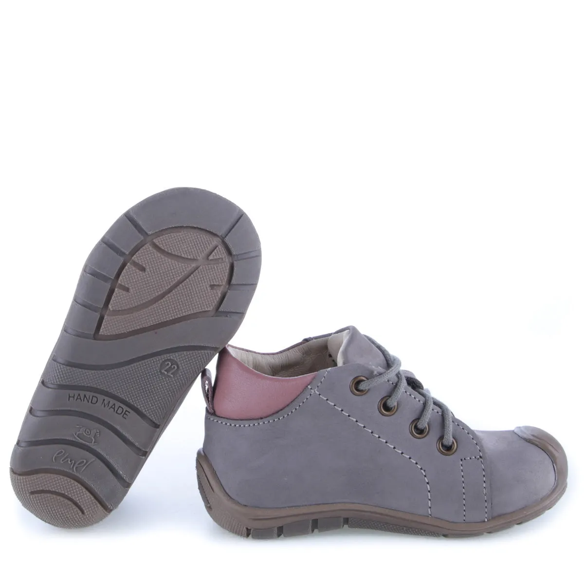 (2388G-5N) Grey Lace Up Trainers with bumper