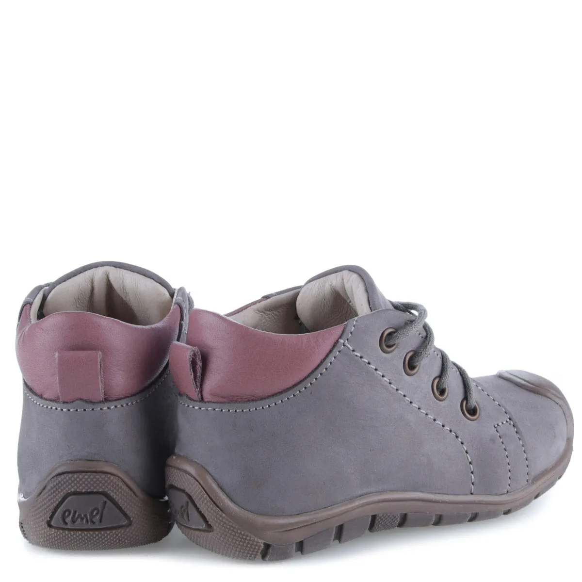 (2388G-5N) Grey Lace Up Trainers with bumper