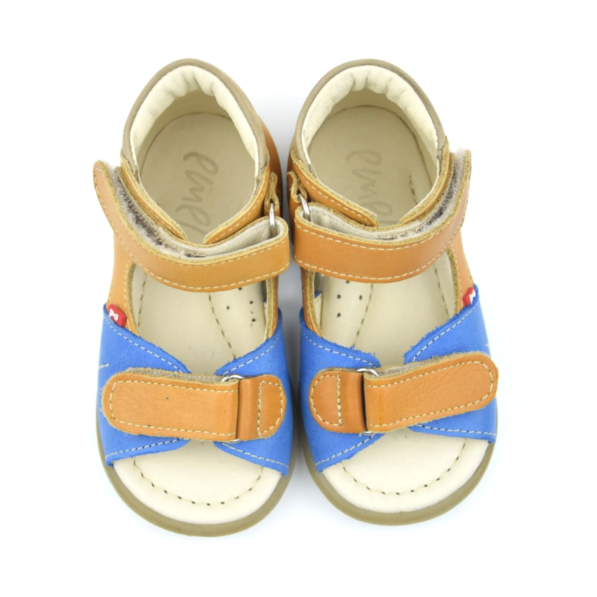 (2428B) Emel Blue Mustard Sandals