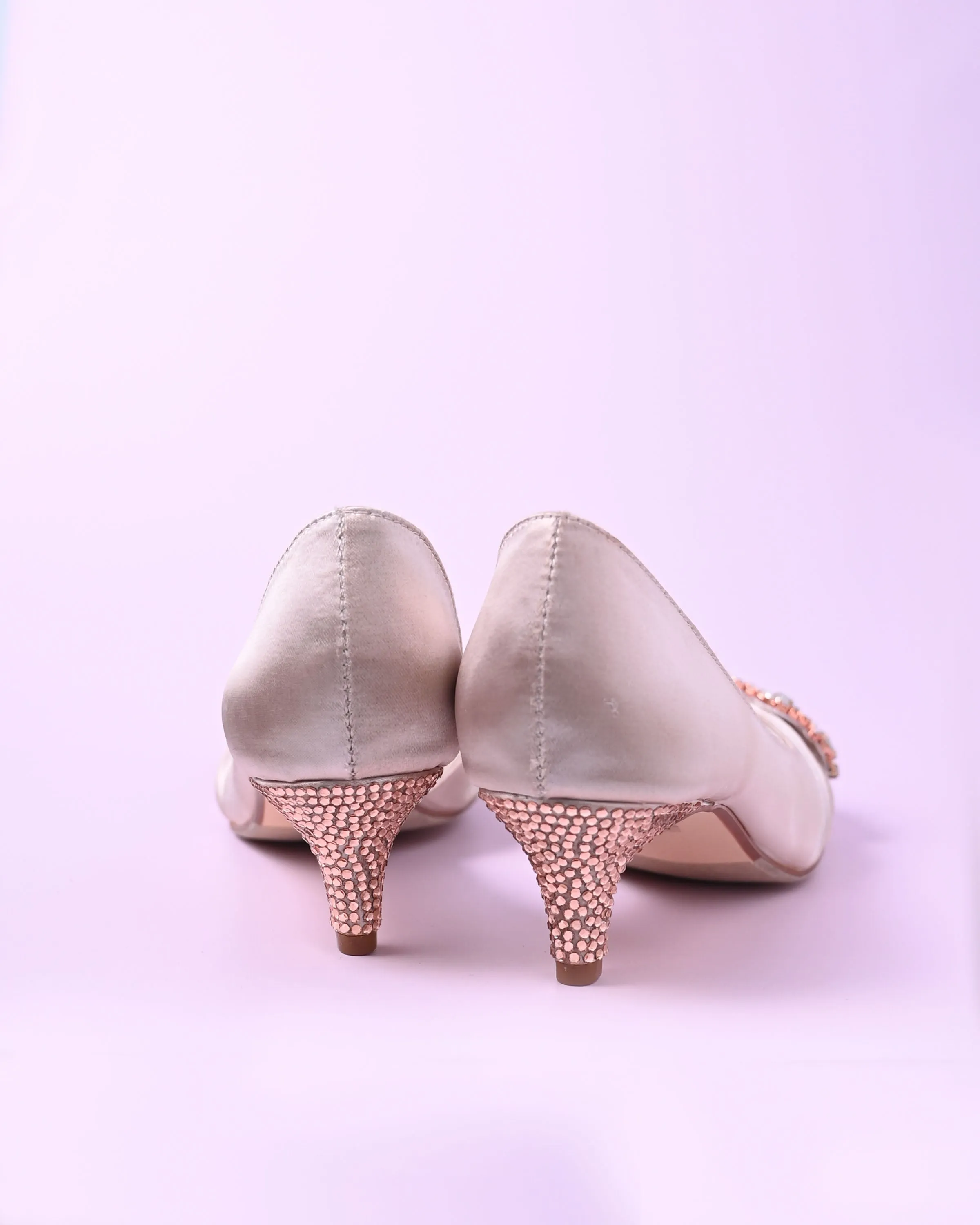 Abby Blush Bridal Heels with Rose Gold Crystal Band