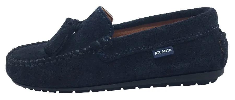 Atlanta Mocassin Boy's Suede Tassel Loafers, Navy Suede