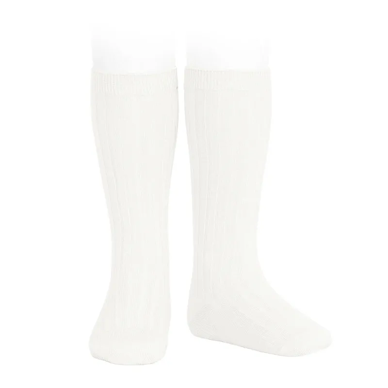 Basic rib knee high socks CREAM