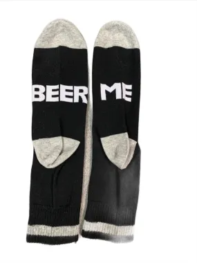 Black and Gray Beer Me Socks