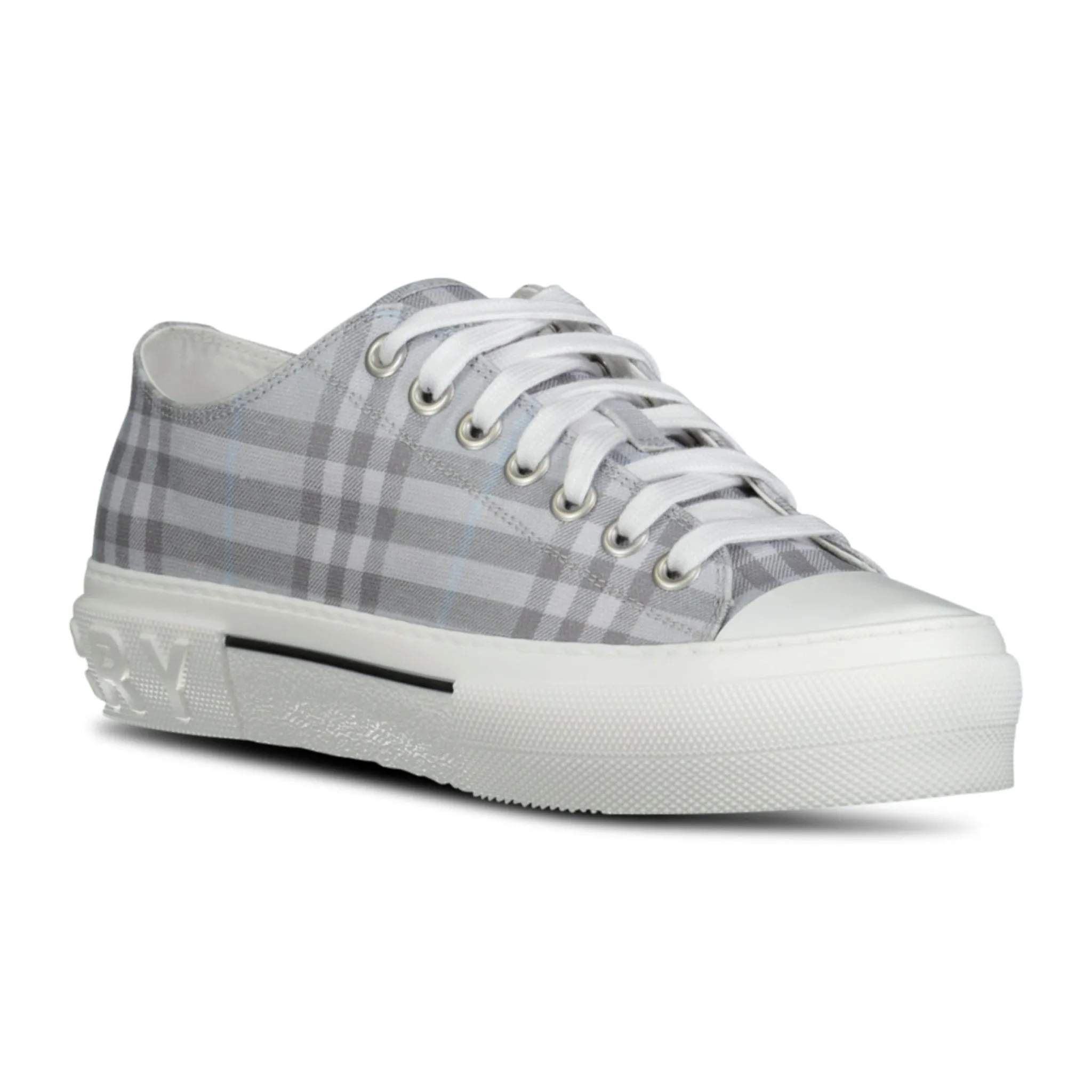 BURBERRY 'JACK LOW' CHECK TRAINERS GREY