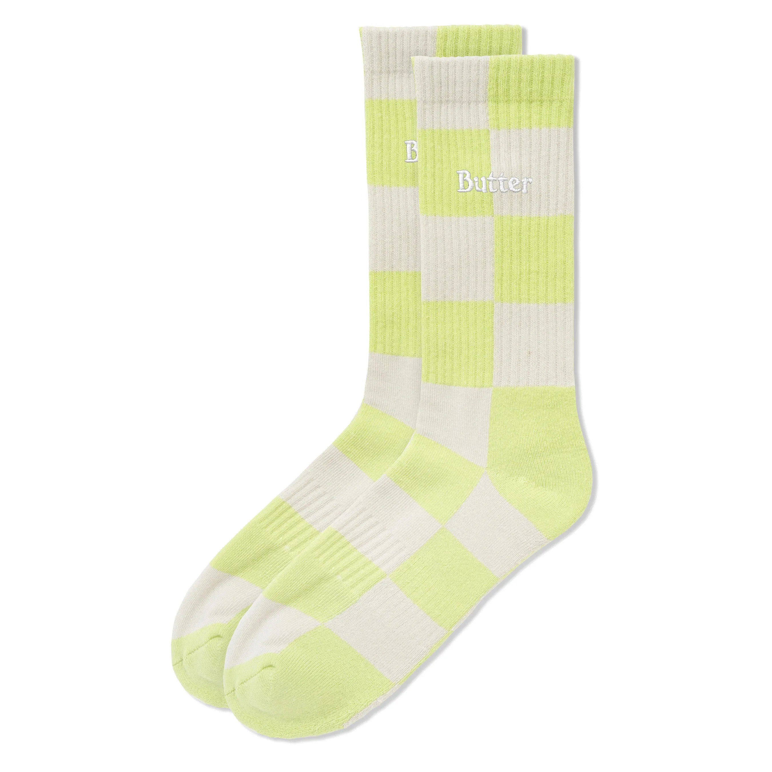 Butter Goods Checkered Socks Grey/Lime