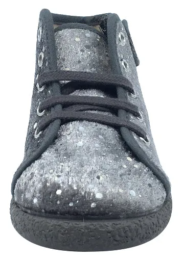 ChildrenChic Boy's and Girl's Side-Zip Chukka Boot, Grey Silver Bubble Velvet