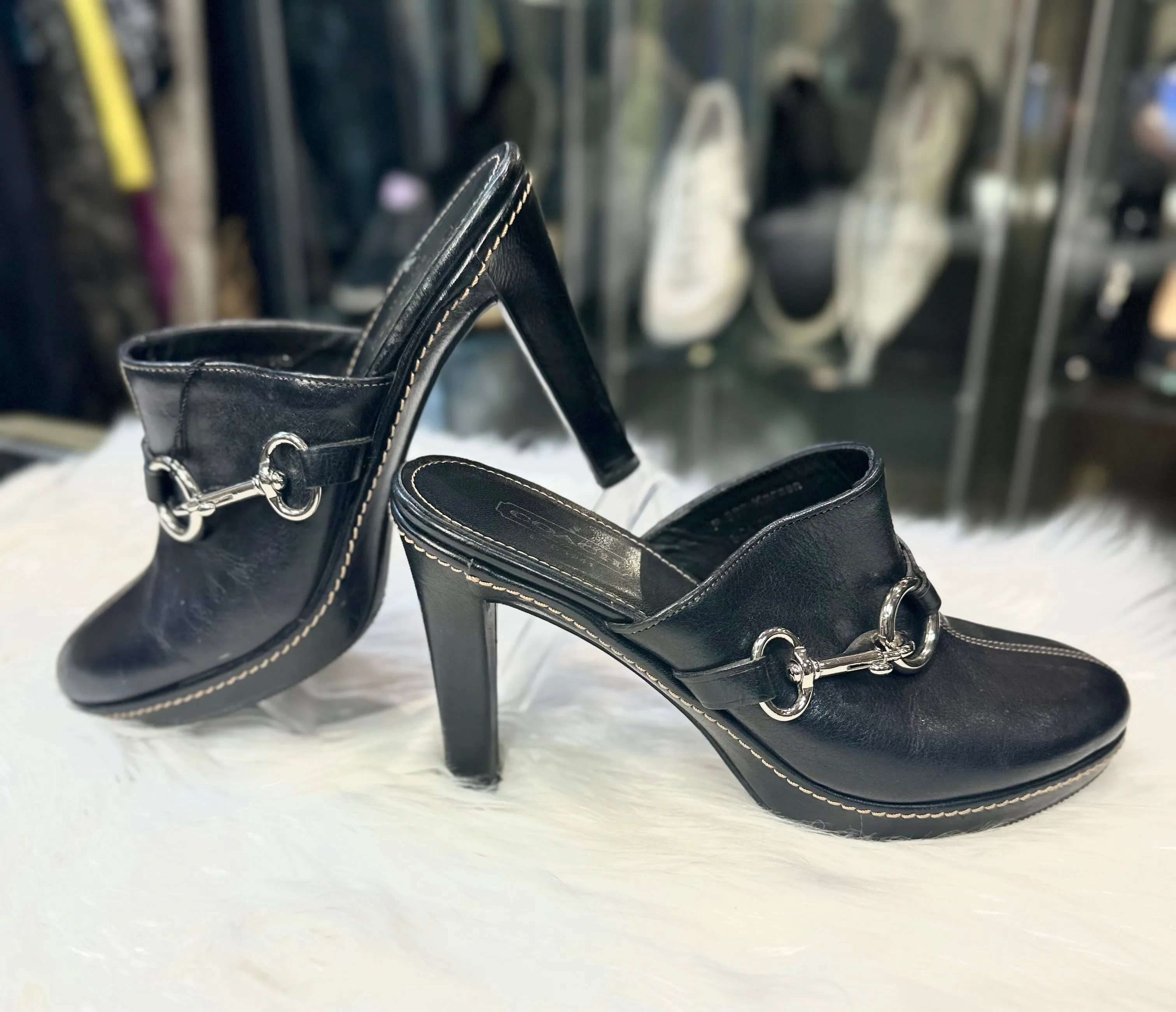 COACH Black Leather Heels (preowned)