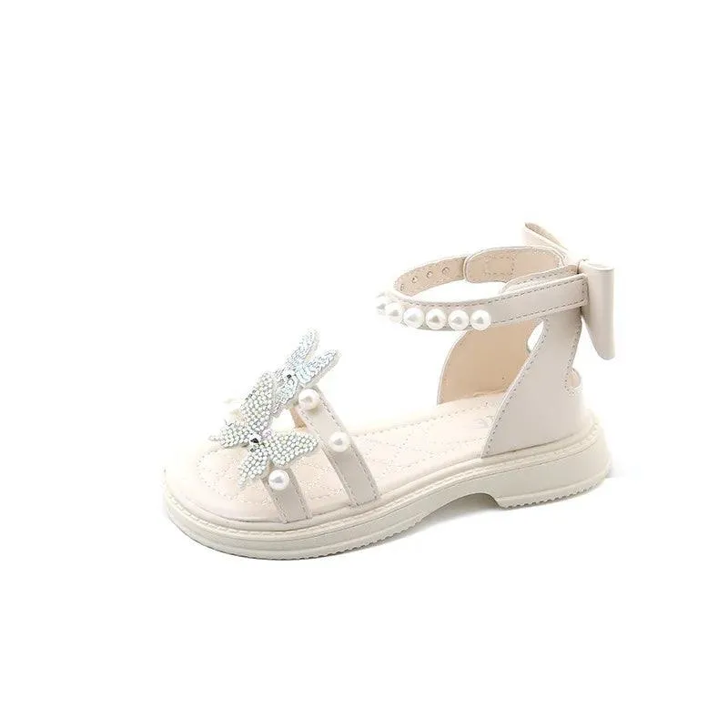 Crystal Butterfly Leather Toddler Girl's Casual Shoes - G05221