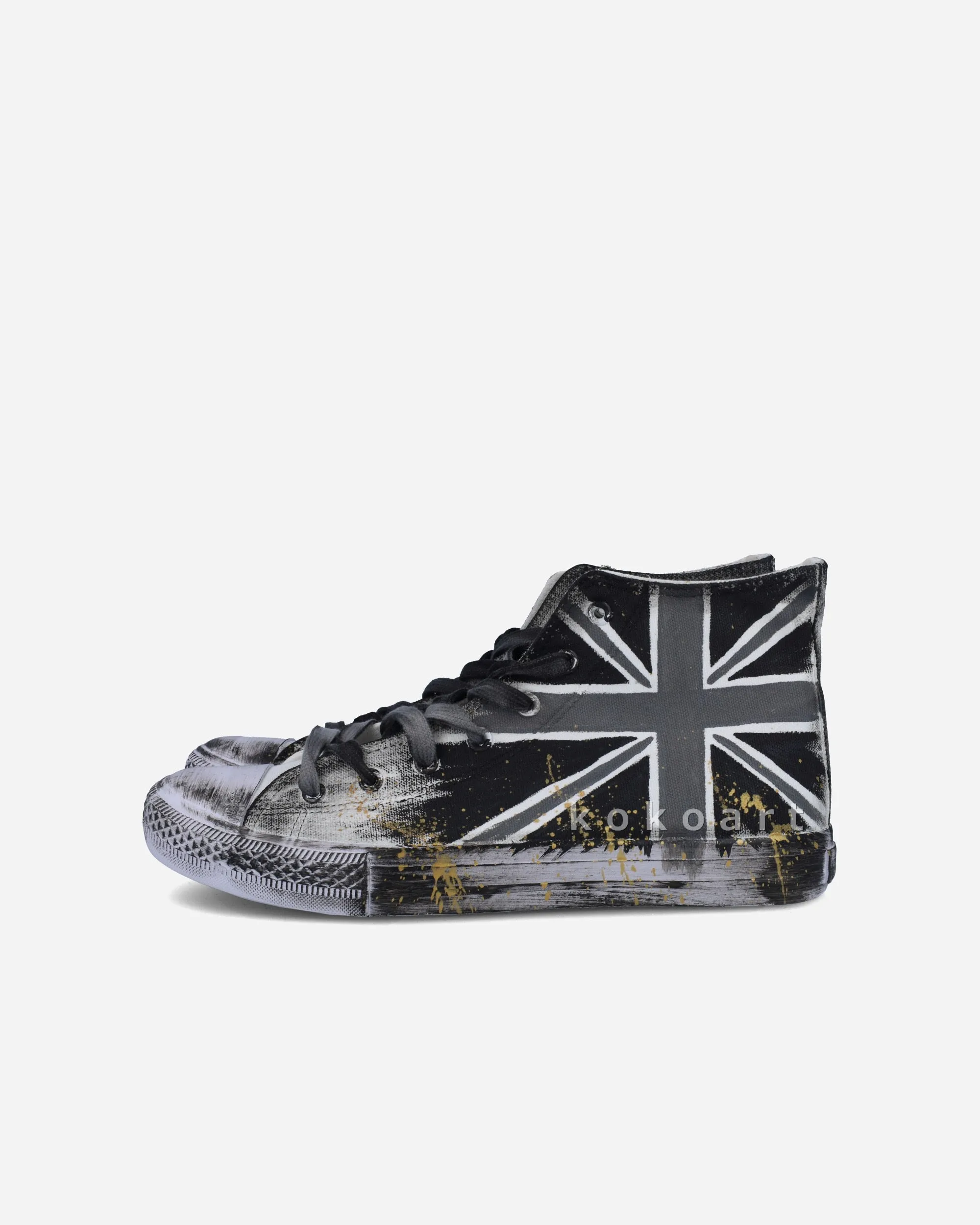 Flag Black & White Hand Painted Shoes