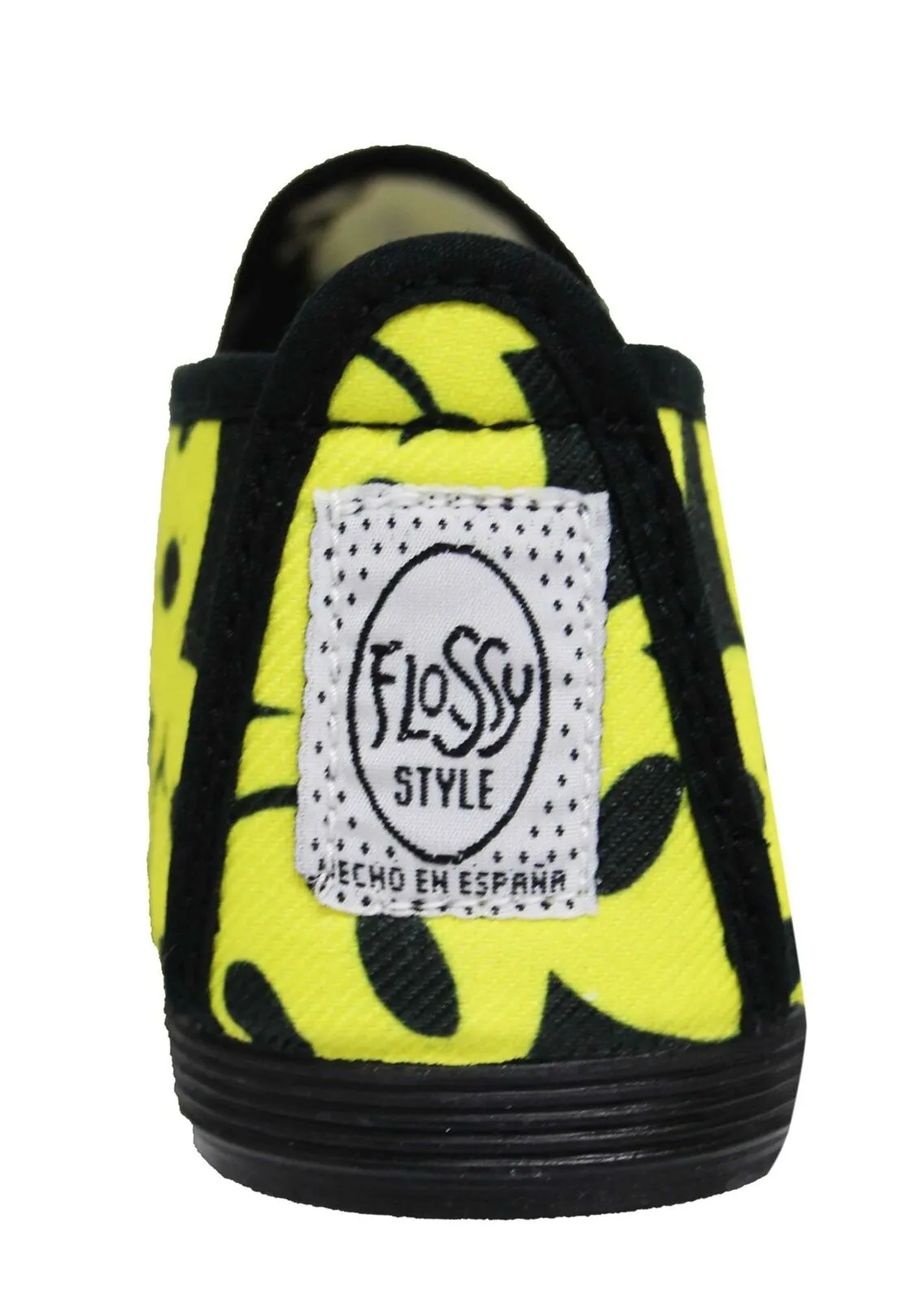 Flossy Style Smiley Print Yellow/Black Plimsolls