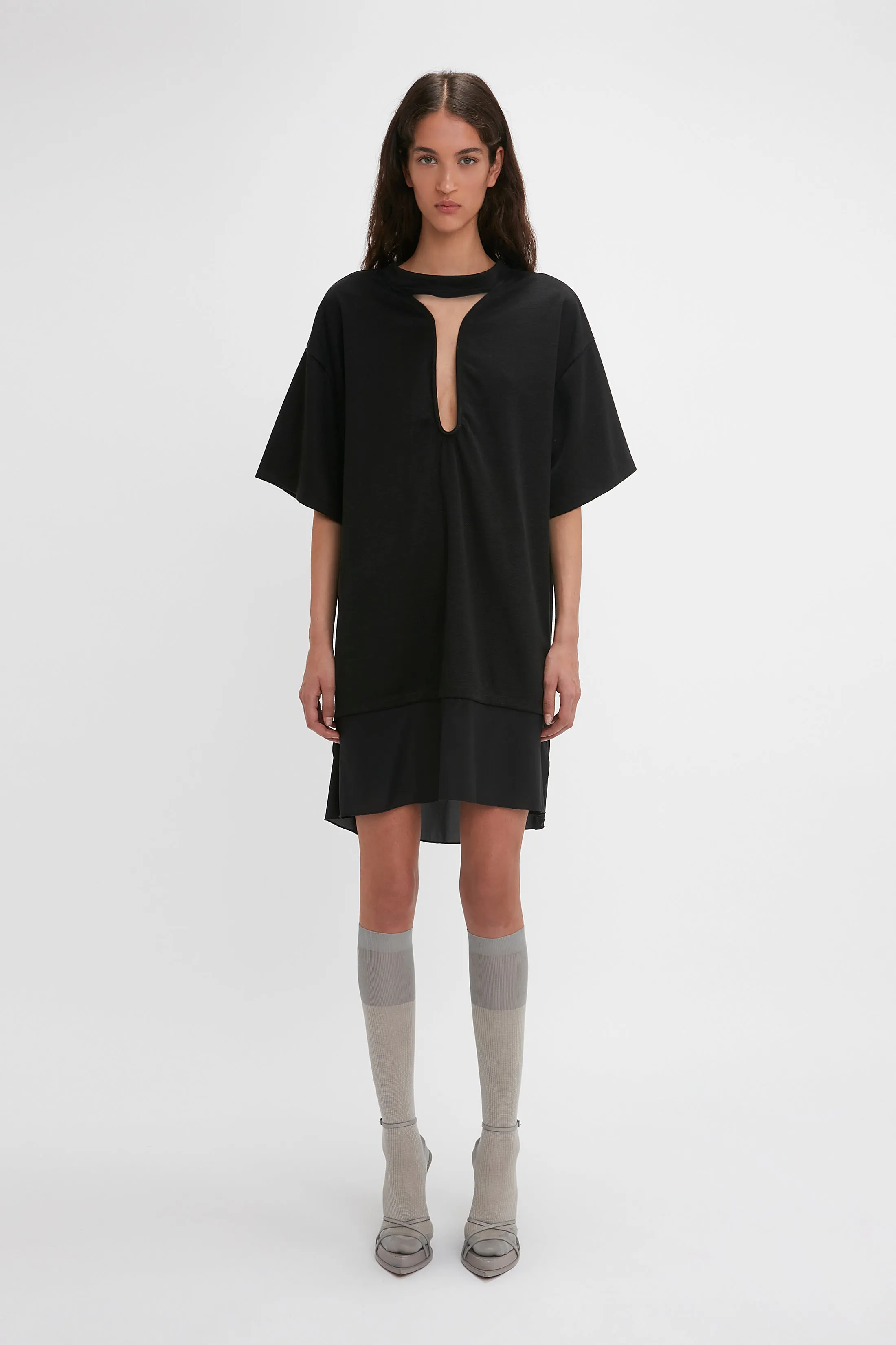 Frame Cut-Out T-Shirt Dress In Black