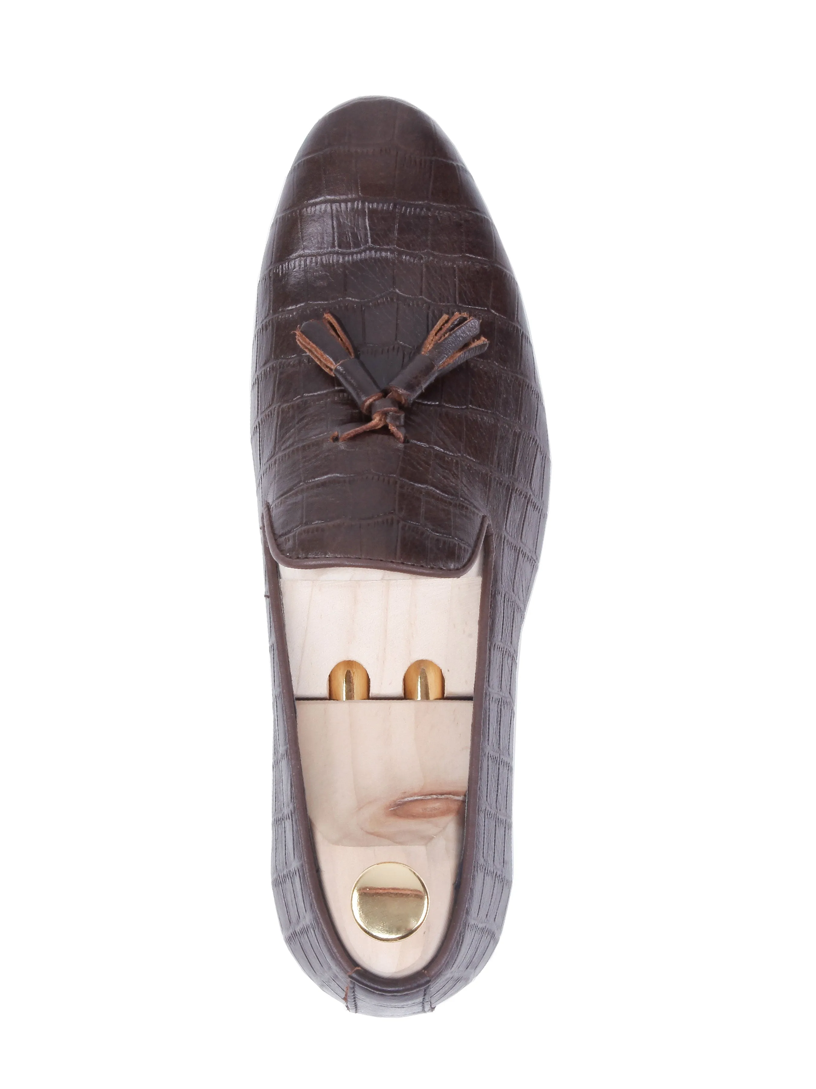 Loafer Slipper - Coffee Croco Leather