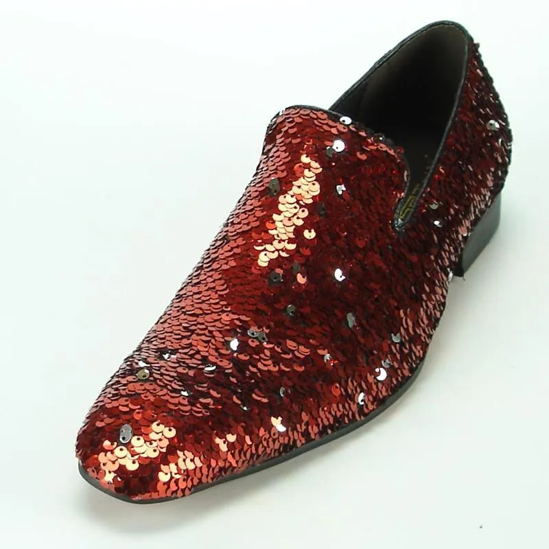 Men's Fiesso by Aurelio Garcia Red Sequins Entertainer Dress Shoes FI 7102