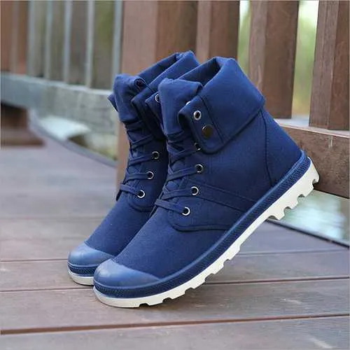 New Fashion Men Casual High Top Canvas Shoes Outdoor Lace-up Sport Sneakers Shoes