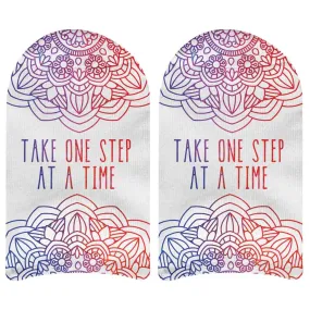 One Step at a Time Inspirational Design Printed on Socks