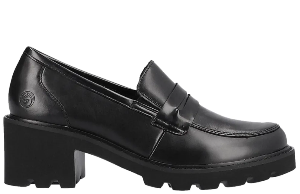 Pantofi casual, dama, REMONTE, D0A00-01 negru, piele naturala, cu toc