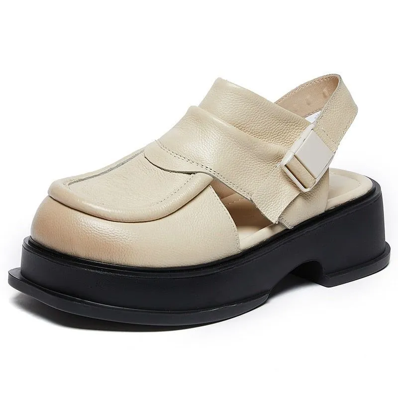 Platform Leather Roman Sandals - Women's Casual Shoes WC127