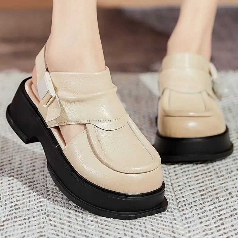 Platform Leather Roman Sandals - Women's Casual Shoes WC127