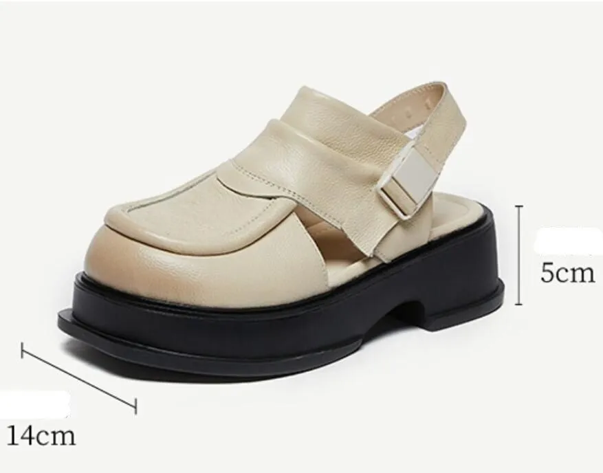 Platform Leather Roman Sandals - Women's Casual Shoes WC127