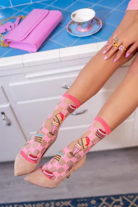 RETRO SWEETS SHEER CREW SOCKS