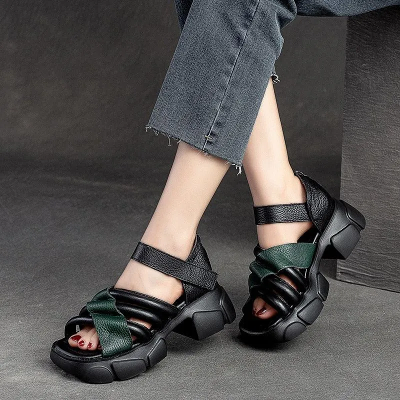 SA330 Women's Thick-soled Leather Gladiator Sandals: Casual Shoes