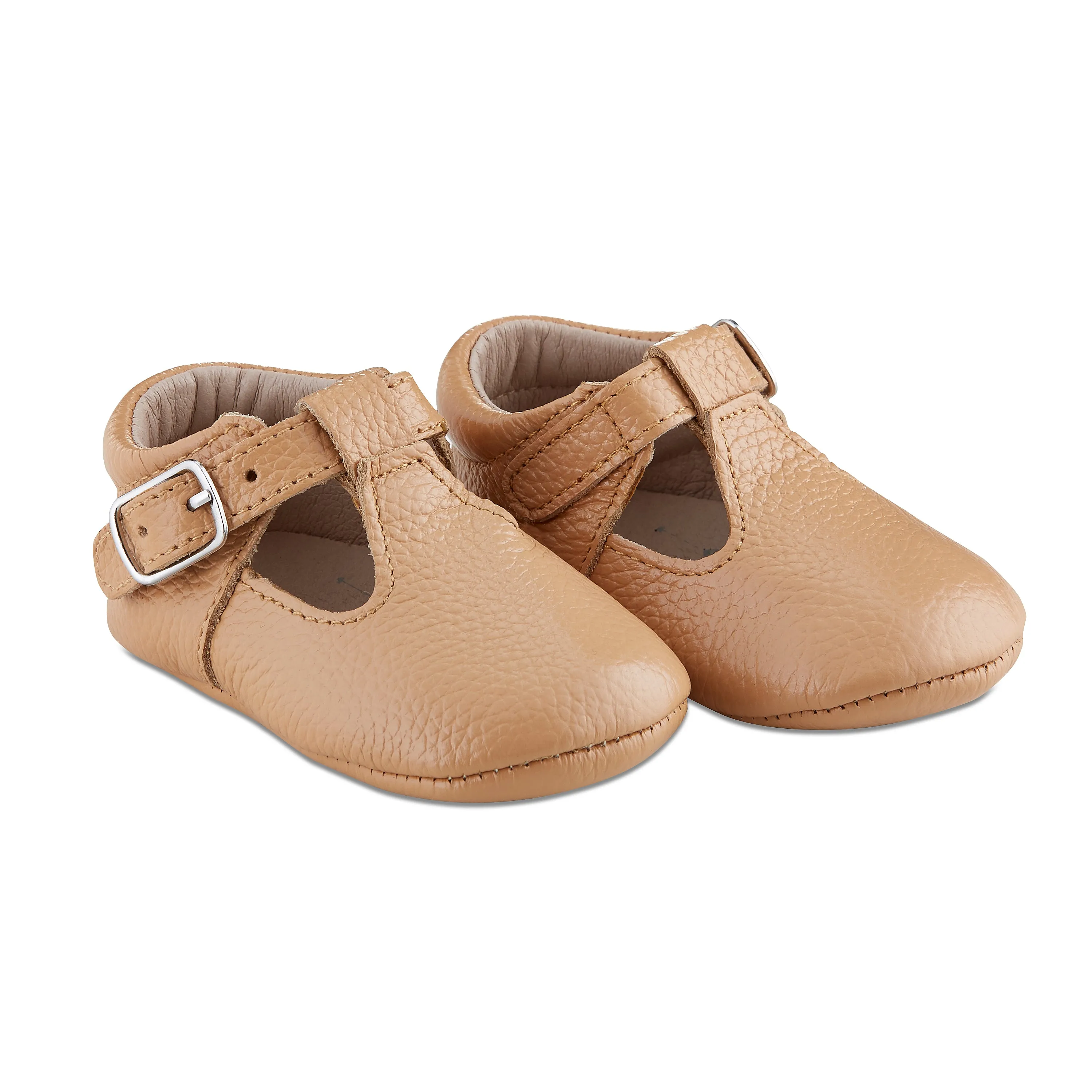 Soft-Sole Leather Mary Jane Moccasins - CARAMEL