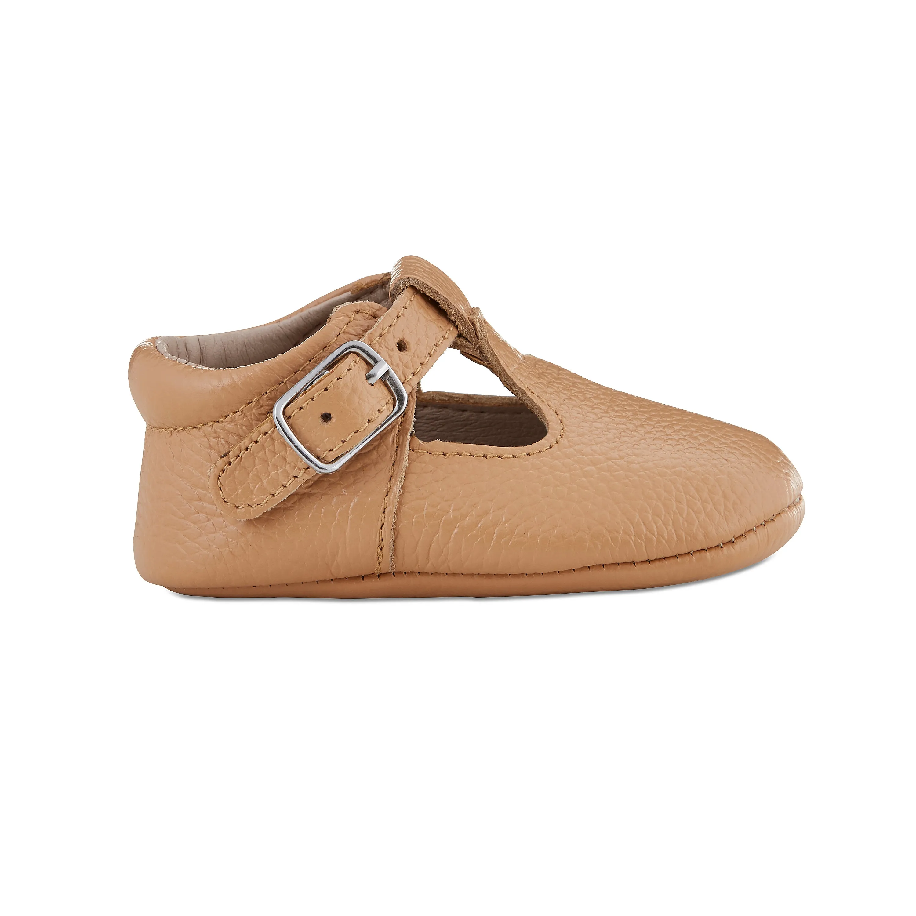 Soft-Sole Leather Mary Jane Moccasins - CARAMEL