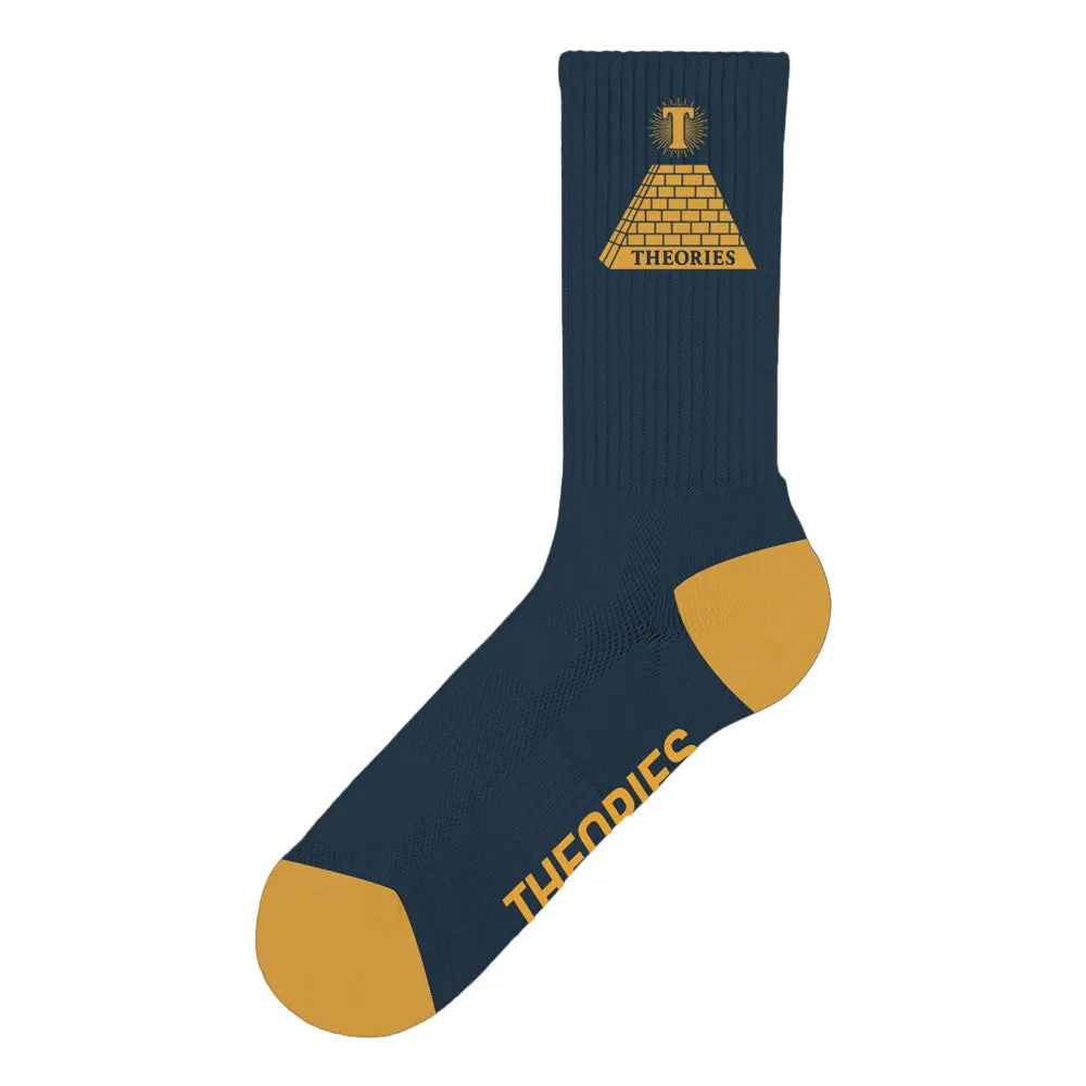 Theories Theoramid Crew Sock Navy/Yellow